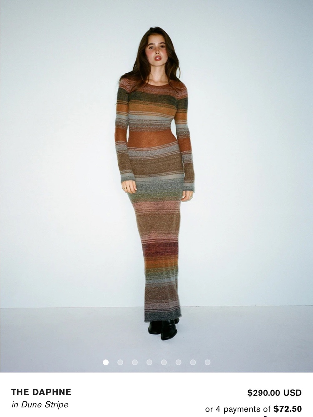 The Daphne Long-Sleeve Stripe Maxi Dress - Dune Stripe